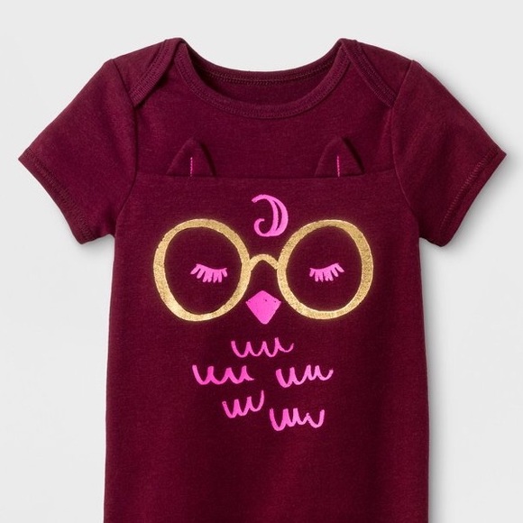 Like New! 🦉 Cat & Jack Maroon Owl Romper - Picture 3 of 6